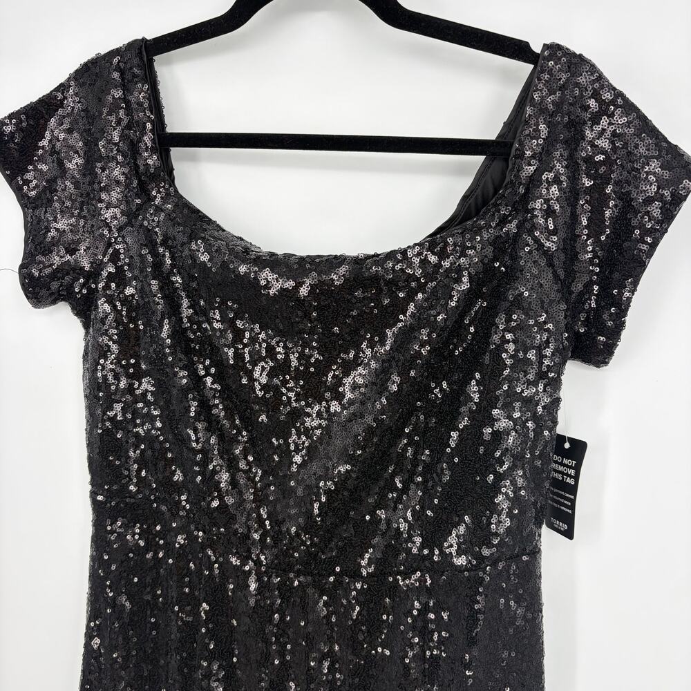 TORRID Black Ombre Sequin Black Silver Off Shoulder Full Length Gown Size 14 NEW - Picture 3 of 8